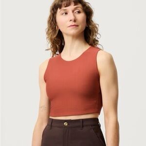 Women's Sleeveless Orange Athletic Crop Top